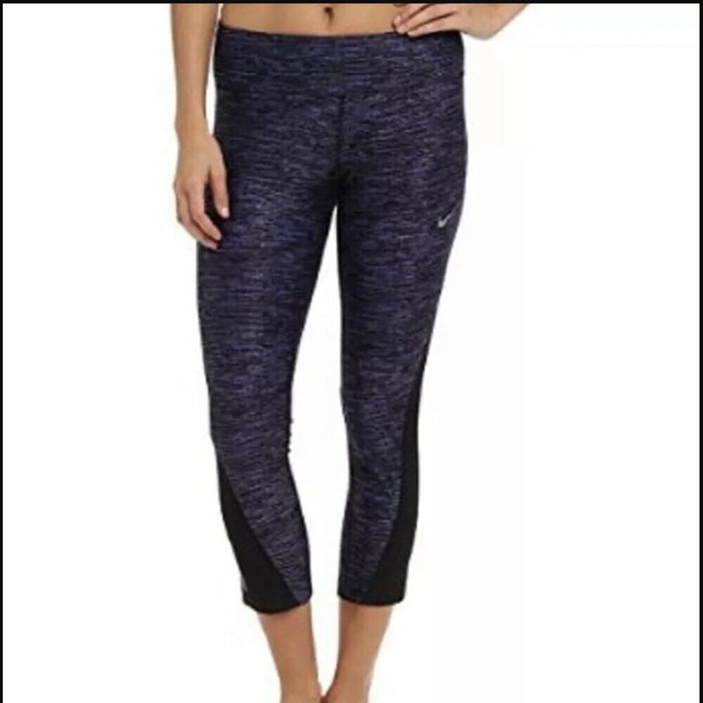 Women Nike Running Dri Fit Purple Athletic Leggings Size Medium Tapered Yoga Gym